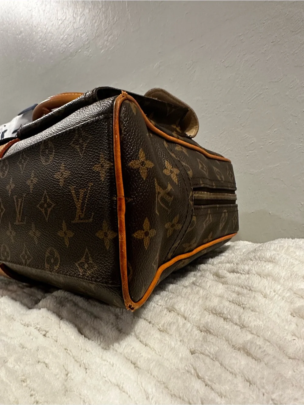 Louis Vuitton Brown Monogram Satchel with Tan Trim